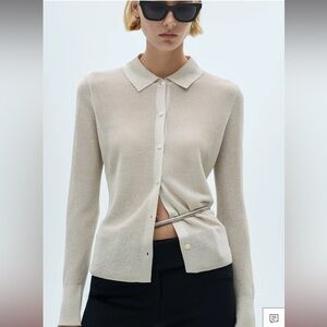 Silver Cream Knitted Button-Up Cardigan